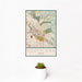 12x18 North End Boise Map Print Portrait Orientation in Woodblock Style With Small Cactus Plant in White Planter