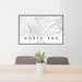 24x36 North End Boise Map Print Lanscape Orientation in Classic Style Behind 2 Chairs Table and Potted Plant
