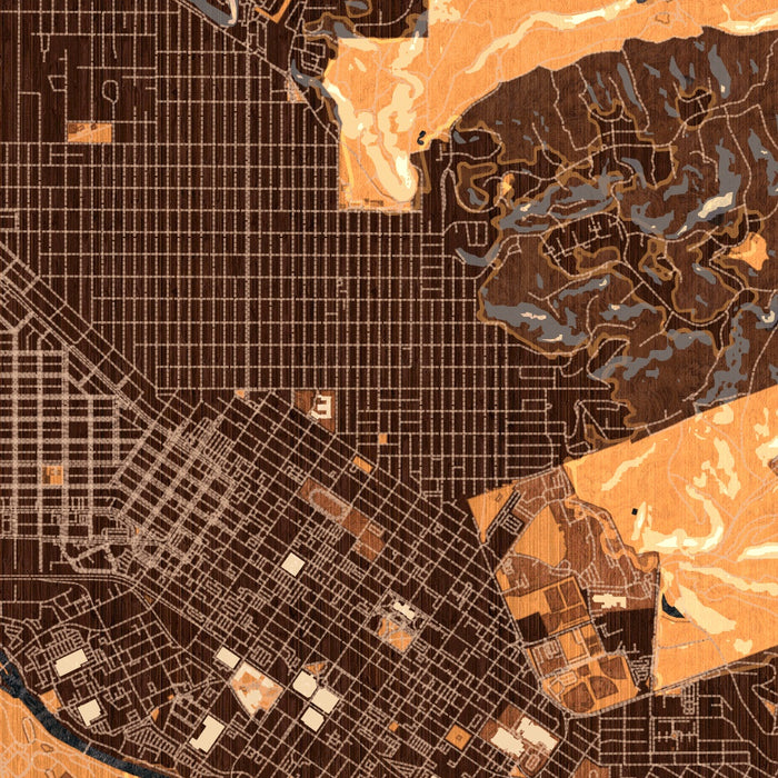 North End Boise Map Print in Ember Style Zoomed In Close Up Showing Details