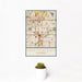 12x18 Northglenn Colorado Map Print Portrait Orientation in Woodblock Style With Small Cactus Plant in White Planter