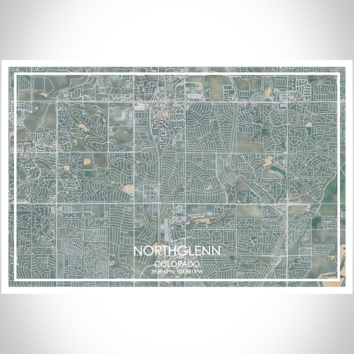 Northglenn Colorado Map Print Landscape Orientation in Afternoon Style With Shaded Background