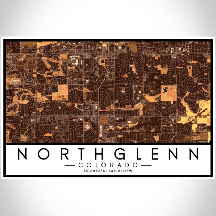 Northglenn Colorado Map Print Landscape Orientation in Ember Style With Shaded Background