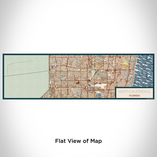 Flat View of Map Custom North Lauderdale Florida Map Enamel Mug in Woodblock