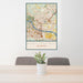 24x36 North Little Rock Arkansas Map Print Portrait Orientation in Woodblock Style Behind 2 Chairs Table and Potted Plant