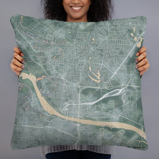 Person holding 22x22 Custom North Little Rock Arkansas Map Throw Pillow in Afternoon