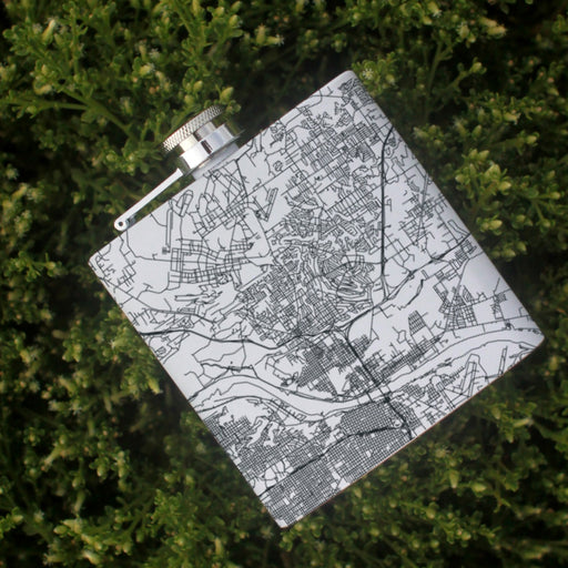 North Little Rock Arkansas Custom Engraved City Map Inscription Coordinates on 6oz Stainless Steel Flask in White