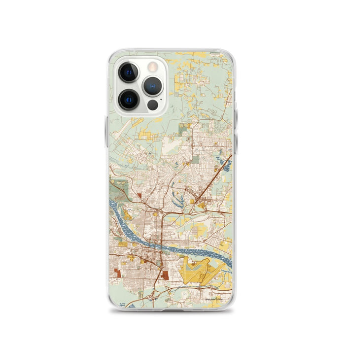 Custom iPhone 12 Pro North Little Rock Arkansas Map Phone Case in Woodblock