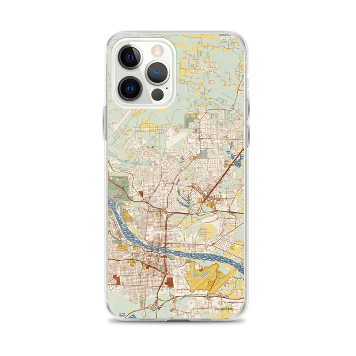 Custom iPhone 12 Pro Max North Little Rock Arkansas Map Phone Case in Woodblock