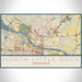 North Little Rock Arkansas Map Print Landscape Orientation in Woodblock Style With Shaded Background