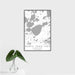 16x24 North Long Lake Minnesota Map Print Portrait Orientation in Classic Style With Tropical Plant Leaves in Water