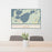 24x36 North Long Lake Minnesota Map Print Lanscape Orientation in Woodblock Style Behind 2 Chairs Table and Potted Plant