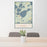 24x36 North Long Lake Minnesota Map Print Portrait Orientation in Woodblock Style Behind 2 Chairs Table and Potted Plant