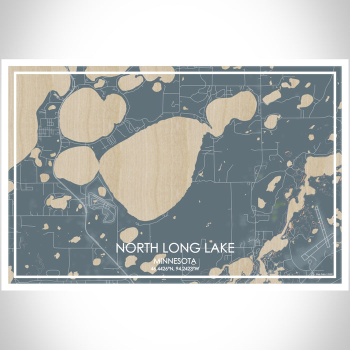North Long Lake Minnesota Map Print Landscape Orientation in Afternoon Style With Shaded Background
