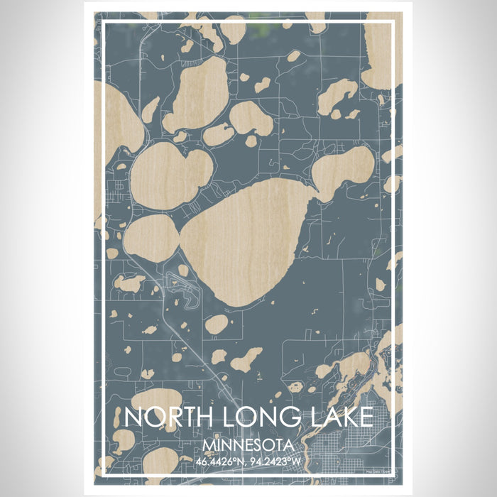 North Long Lake Minnesota Map Print Portrait Orientation in Afternoon Style With Shaded Background