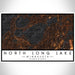 North Long Lake Minnesota Map Print Landscape Orientation in Ember Style With Shaded Background