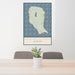 24x36 North Manitou Island Michigan Map Print Portrait Orientation in Woodblock Style Behind 2 Chairs Table and Potted Plant