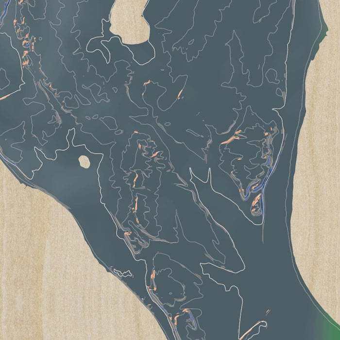 North Manitou Island Michigan Map Print in Afternoon Style Zoomed In Close Up Showing Details