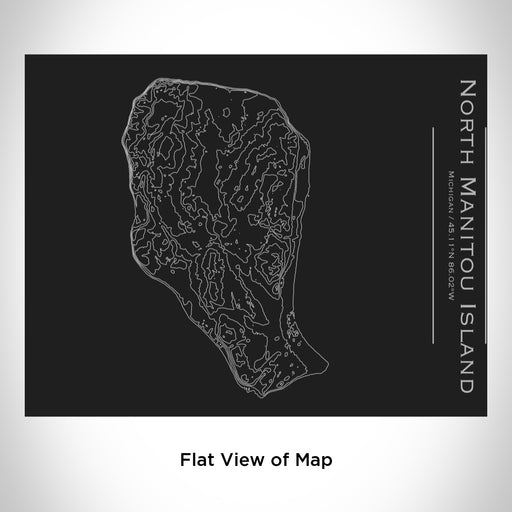 Rendered View of North Manitou Island Michigan Map Engraving on 20oz Stainless Steel Insulated Bottle with Bamboo Top in Black