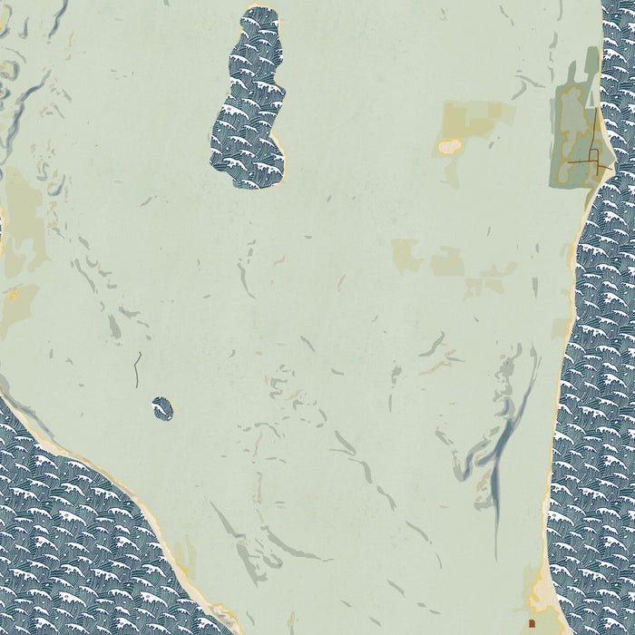 North Manitou Island Michigan Map Print in Woodblock Style Zoomed In Close Up Showing Details