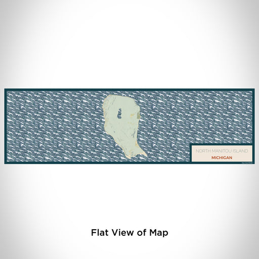Flat View of Map Custom North Manitou Island Michigan Map Enamel Mug in Woodblock