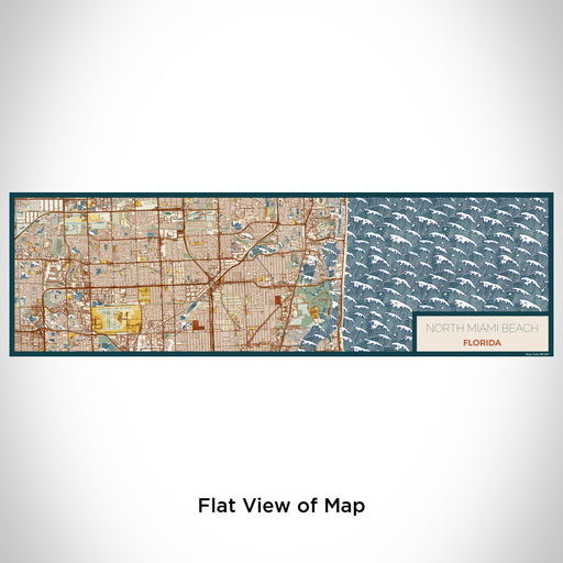 Flat View of Map Custom North Miami Beach Florida Map Enamel Mug in Woodblock