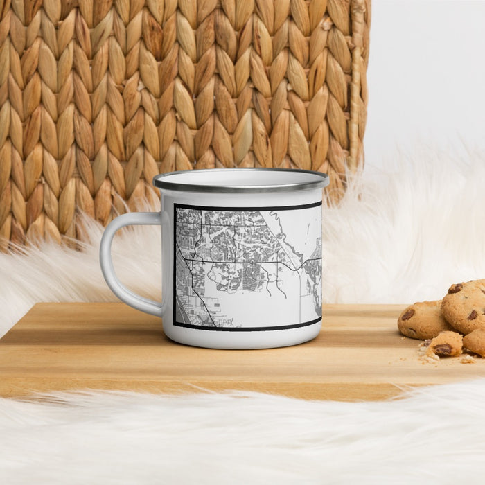 Left View Custom North Port Florida Map Enamel Mug in Classic on Table Top