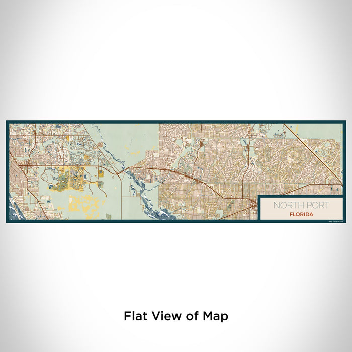 Flat View of Map Custom North Port Florida Map Enamel Mug in Woodblock