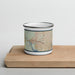 Front View Custom North Port Florida Map Enamel Mug in Woodblock on Cutting Board