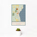 12x18 Northport Michigan Map Print Portrait Orientation in Woodblock Style With Small Cactus Plant in White Planter