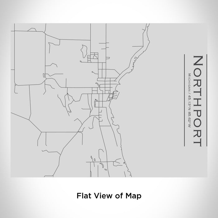 Rendered View of Northport Michigan Map Engraving on 20oz Stainless Steel Insulated Bottle with Bamboo Top