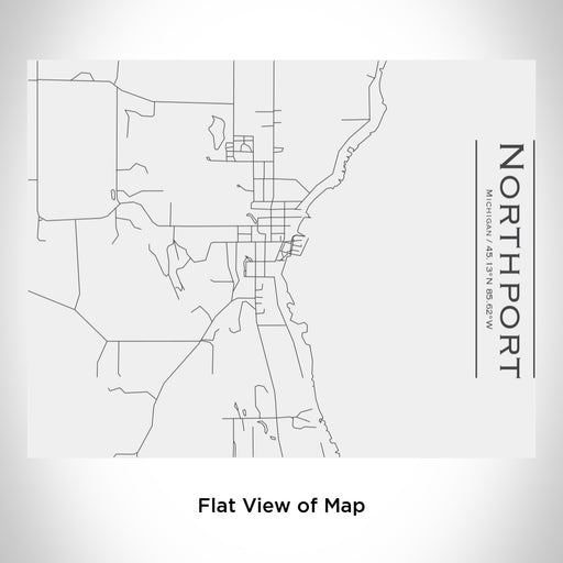 Rendered View of Northport Michigan Map Engraving on 20oz Stainless Steel Insulated Bottle with Bamboo Top in White