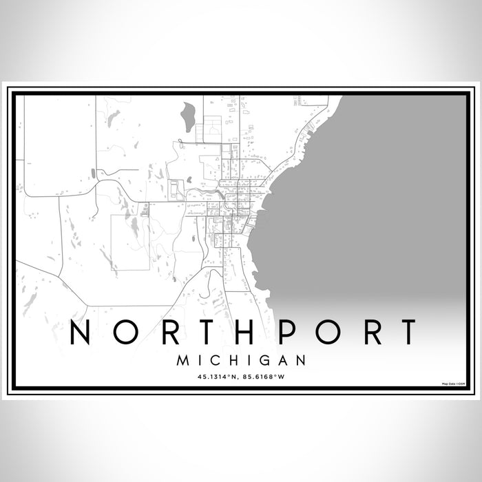 Northport Michigan Map Print Landscape Orientation in Classic Style With Shaded Background