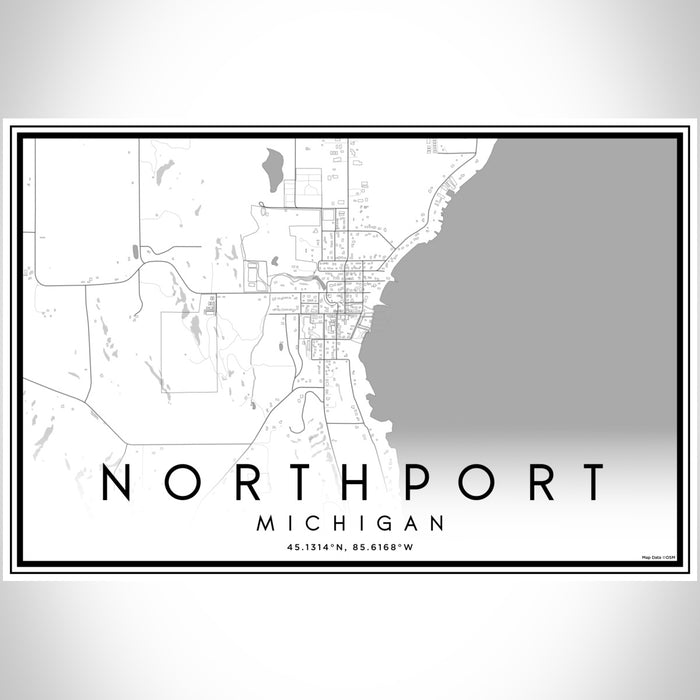 Northport Michigan Map Print Landscape Orientation in Classic Style With Shaded Background