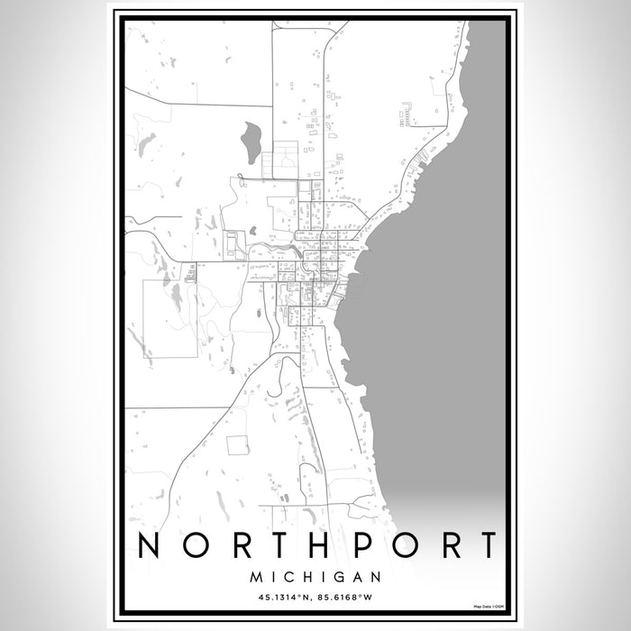 Northport Michigan Map Print Portrait Orientation in Classic Style With Shaded Background
