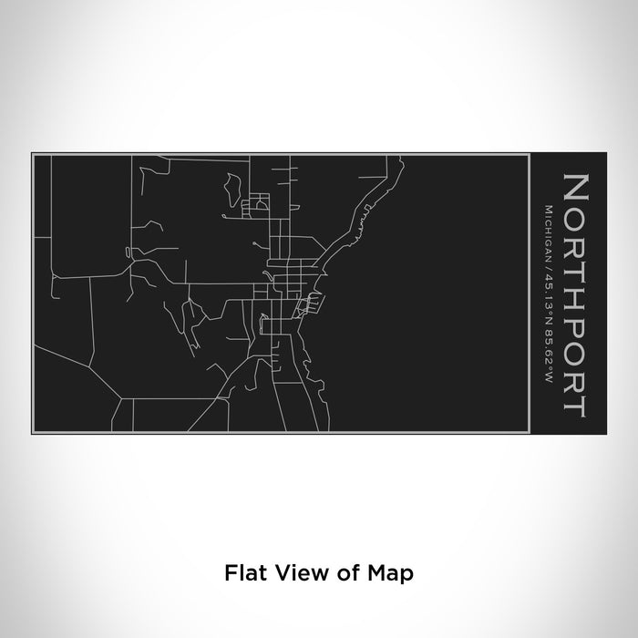 Rendered View of Northport Michigan Map Engraving on 17oz Stainless Steel Insulated Cola Bottle in Black