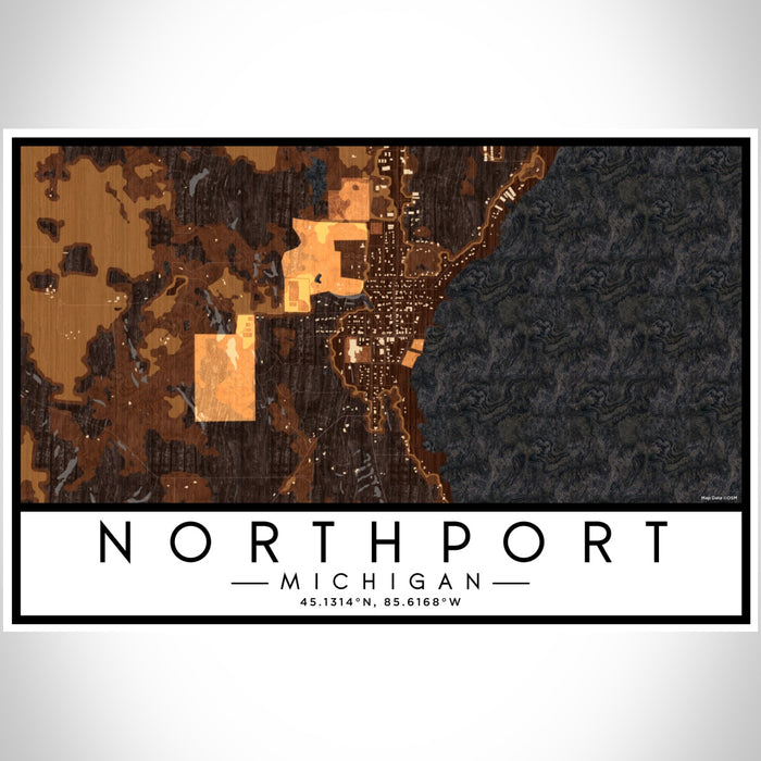 Northport Michigan Map Print Landscape Orientation in Ember Style With Shaded Background