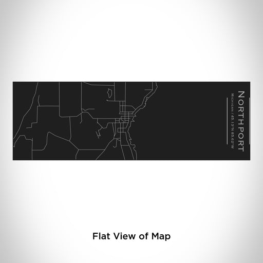 Rendered View of Northport Michigan Map Engraving on 10oz Stainless Steel Insulated Cup with Sliding Lid in Black
