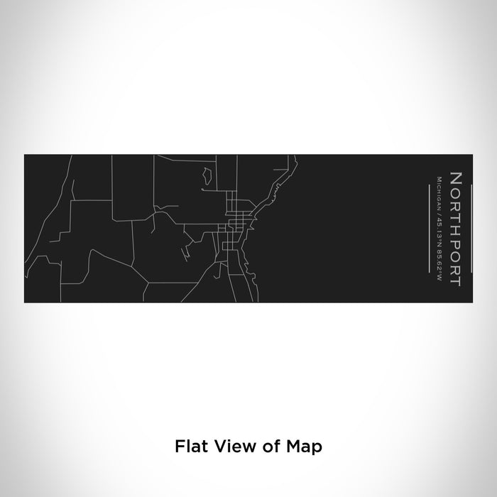 Rendered View of Northport Michigan Map Engraving on 10oz Stainless Steel Insulated Cup with Sliding Lid in Black