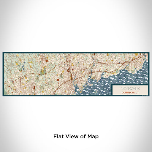 Flat View of Map Custom Norwalk Connecticut Map Enamel Mug in Woodblock