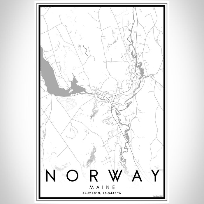 Norway Maine Map Print Portrait Orientation in Classic Style With Shaded Background