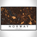 Norway Maine Map Print Landscape Orientation in Ember Style With Shaded Background