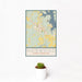12x18 Norwood North Carolina Map Print Portrait Orientation in Woodblock Style With Small Cactus Plant in White Planter