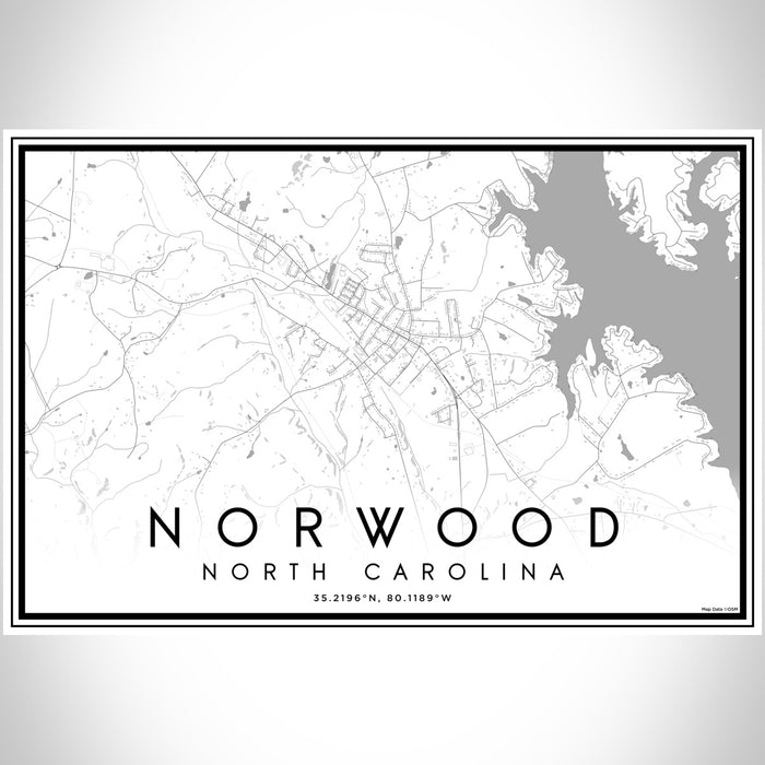 Norwood North Carolina Map Print Landscape Orientation in Classic Style With Shaded Background