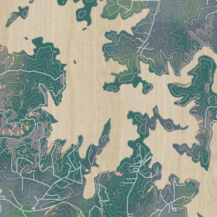 Nottely Lake Georgia Map Print in Afternoon Style Zoomed In Close Up Showing Details