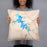 Person holding 18x18 Custom Nottely Lake Georgia Map Throw Pillow in Watercolor