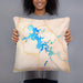 Person holding 18x18 Custom Nottely Lake Georgia Map Throw Pillow in Watercolor