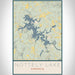 Nottely Lake Georgia Map Print Portrait Orientation in Woodblock Style With Shaded Background