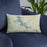 Custom Nottely Lake Georgia Map Throw Pillow in Woodblock on Blue Colored Chair