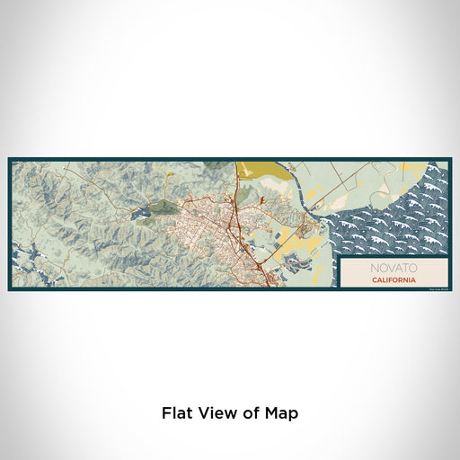 Flat View of Map Custom Novato California Map Enamel Mug in Woodblock