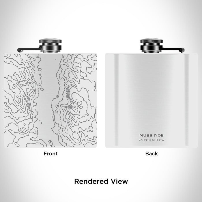 Rendered View of Nubs Nob Michigan Map Engraving on 6oz Stainless Steel Flask in White